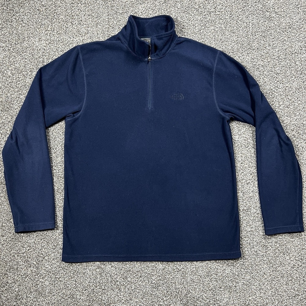 North Face Sweater Mens M Blue Fleece Quarter Zip Sweatshirt Lightweight